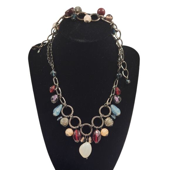 Premier Designs Jewelry - Premier Designs Boho Art Glass Swirl Bead Gun Metal Charm Necklace
